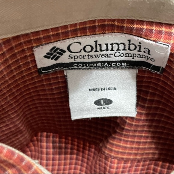 Columbia Sportswear Men's Button Down Long Sleeve Red Tan Check Shirt L - Picture 7 of 15